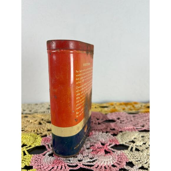 Vtg Decor- Polishing Cloth- Red Tin- with lid and cloth- some wear- BF Goodrich - Picture 2 of 6